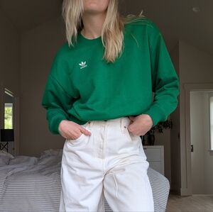 Adidas Crew Neck Sweater Adicolor  Cropped Green White Trefoil Small